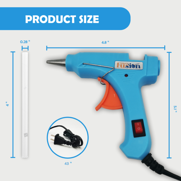 CRAFT FUSION Glue Gun and Sticks Set (20W) - Hot Glue Gun kit with 10 Clear Hot Glue Sticks for Mini Glue Gun - Small Hot Glue Gun Mini Glue Gun Sticks, Blue Craft Glue Gun for Kids, Adults - Image 4