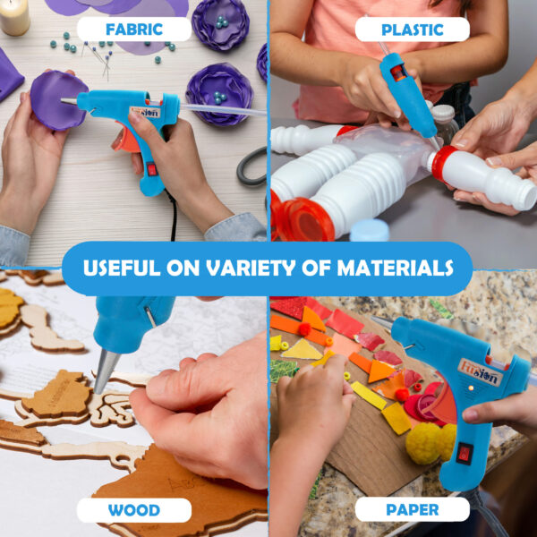 CRAFT FUSION Glue Gun and Sticks Set (20W) - Hot Glue Gun kit with 10 Clear Hot Glue Sticks for Mini Glue Gun - Small Hot Glue Gun Mini Glue Gun Sticks, Blue Craft Glue Gun for Kids, Adults - Image 5